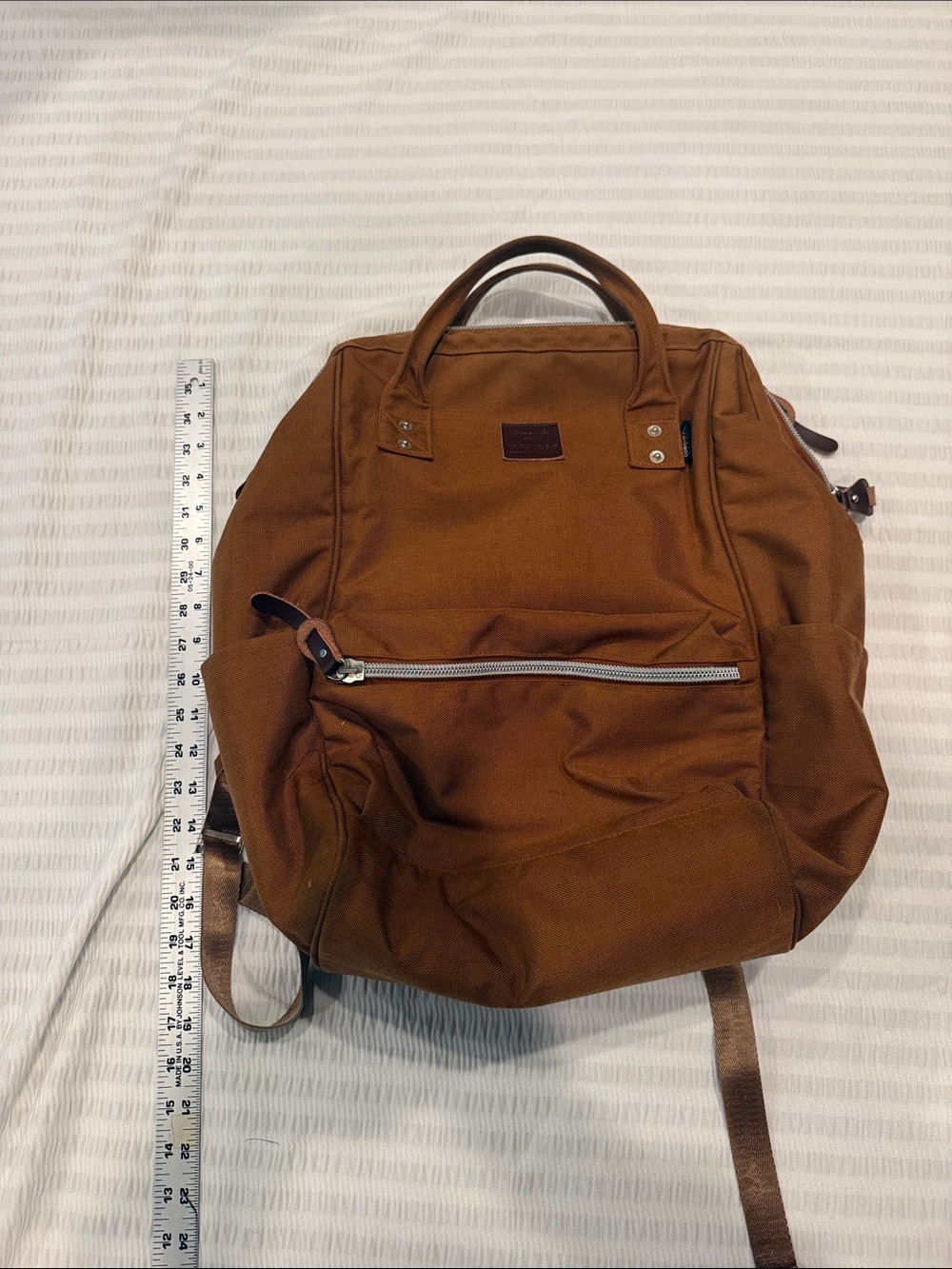 Himawari Men's Brown Canvas Backpack with Front Zip Pockets super wide main pock